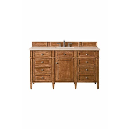 James Martin Vanities Brittany 60in Single Vanity, Saddle Brown w/ 3 CM Eternal Marfil Quartz Top 650-V60S-SBR-3EMR